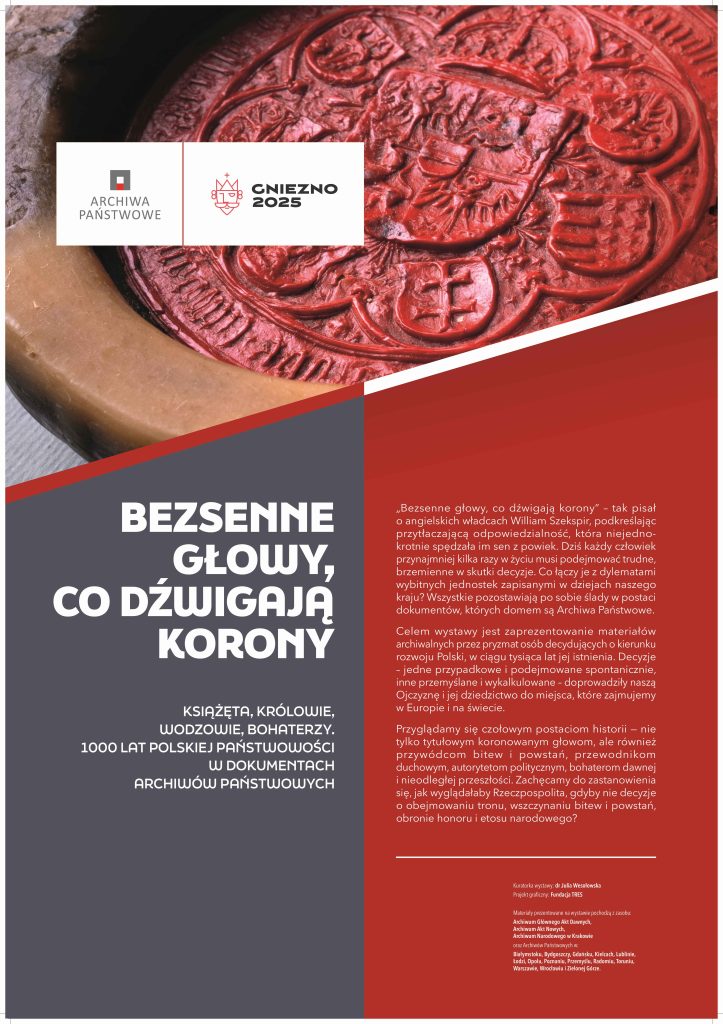 Plakat wystawy "Bezsenne głowy co dźwigają korony"